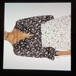 For Love And Lemons Womens Xs Black Paisley Long Sleeve Art To Wear Office